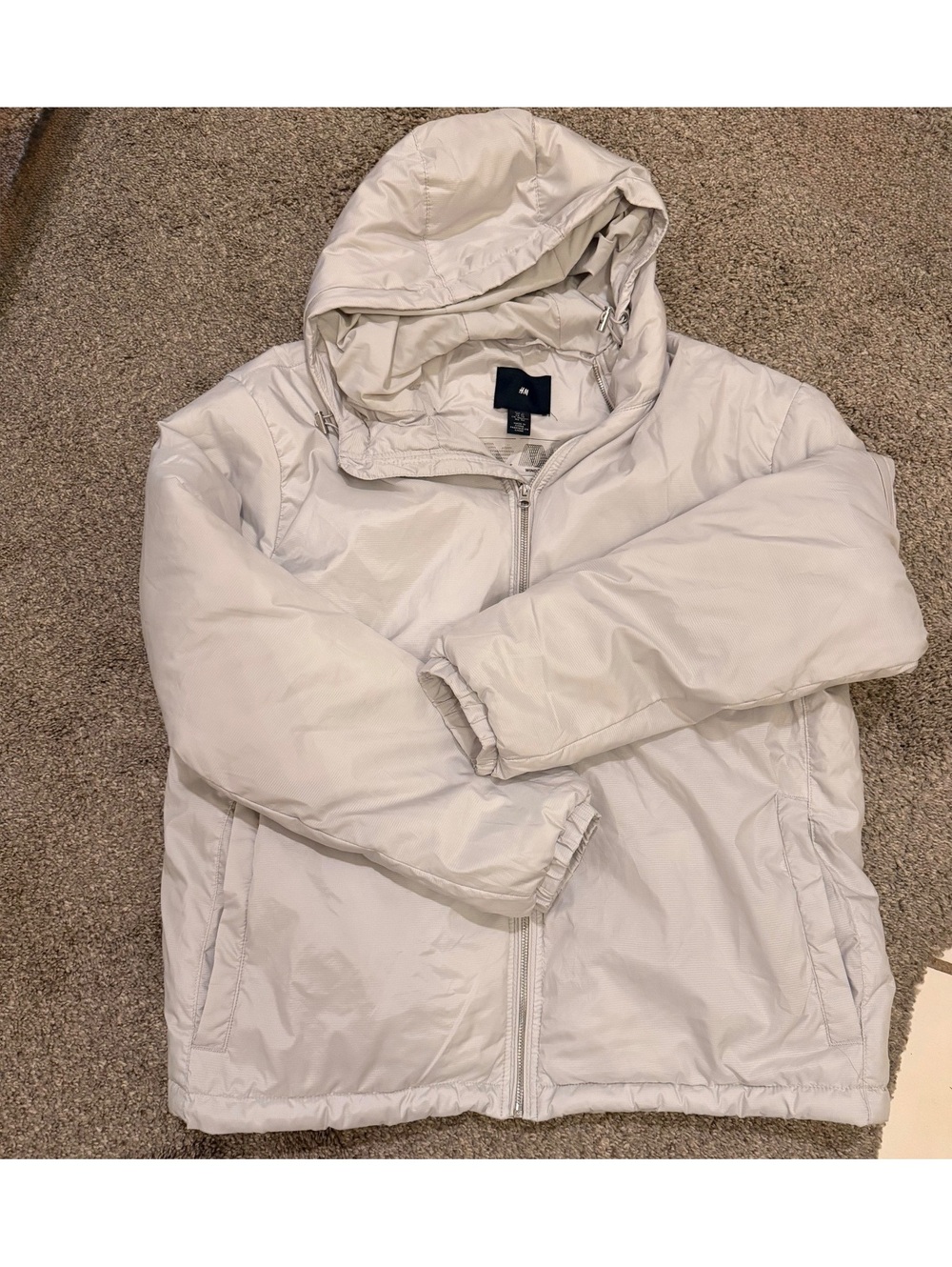H&M Women’s White/light gray Water-Repellent Hooded Jacket Size XL